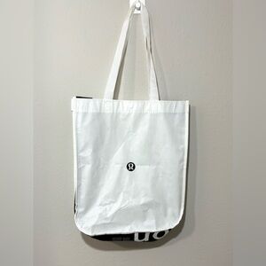 Lululemon White & Black Reusable Tote Bag